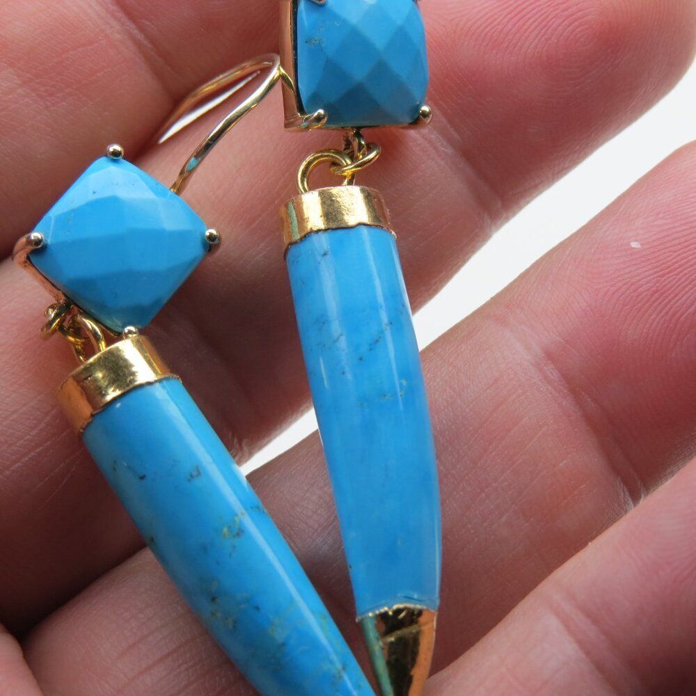 Sterling Silver 18k Plated Turquoise Earring View 2